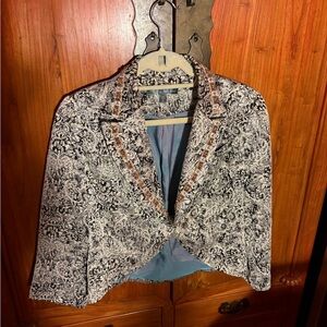 True Meaning Black/cream/silver ugly, sparkly cropped jacket vintage